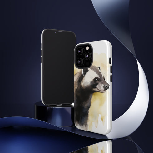 Badger on a Yellow Background - Impact Resistant Phone Case